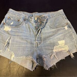 Levi's Light Blue Distressed Jean Shorts